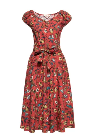 Queen Kerosin Damen Swing Kleid Hawaii rot