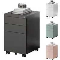 FLEXISPOT Rollcontainer Aufbewahrungsschrank, Büroschrank MIT Schloss, vormontiert, (inkl. 3 Schubladen, grundsolide Verarbeitung, Bürocontainer mit Schubladen für A4), optimal für Schreibtisch, Büromöbel, Aktenschränke, Büro-Rollcontainer