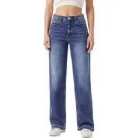 Ital-Design Weite Jeans Damen Freizeit (91279926) Destroyed-Look Stretch High Waist Jeans in Blau