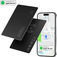 S&T Design GPS Tracker Karte im Kartenformat für die Brieftasche GPS-Tracker (IP68 Apple Wo Ist? (iOS) Kompatibel, GPS Ortung Wallet Tracker Karte)
