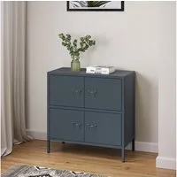 skølm Kommode Zandor aus Metall (Anthrazit, 2 Fächer & 4 Türen), Sideboard 81x80x38 cm, Metallschrank auch verfügbar mit 3 Fächern