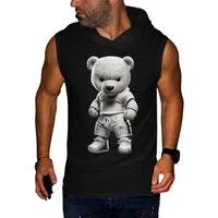 RMK Tanktop Herren Tanktop Muskelshirt Gym Ärmellos Shirt mit Teddybär Druck aus Baumwolle