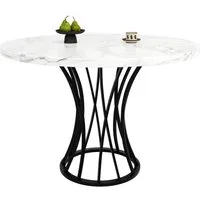 OKWISH Esstisch Moderner Küchentisch (Luxuriöser runder Esstisch (80 x 80 x 76 cm), stilvoller Tisch für 4-6 Personen, MDF-Tischplatte mit Marmoroptik., 80 x 80 x 76 cm)