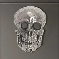 FINEBUY Wanddekoobjekt FB65134 Totenkopf 41 cm Aluminium Schädel Deko Dekoration Modern (Wandskulptur Modern Alu, Wanddekoration Skull), Skulptur Totenkopf, Metall Aluminium Silber 41 cm