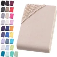 Visaggio Spannbettlaken Jersey aus 100% Baumwolle Spannbetttuch Bettlaken, Jersey, Gummizug: rundum, Spannbettlaken, für Matratzenhöhen bis 22 cm, Steghöhe 30 cm