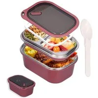 Diwzbyn Lunchbox Lunchbox 1200 ml – 2-lagiger Behälter für warme Speisen inkl. Löffel, Mittagessenbox für Erwachsene, Brotdose für Kinder mit Fächern
