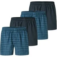 Schiesser Boxershorts 4er Pack Web (Spar-Set, 4-St) Boxershorts - Baumwolle - mit Eingriff - Atmungsaktiv