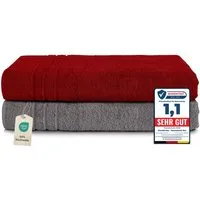 Komfortec Saunatuch Frotte aus 100% Baumwolle, Frottee (Packung, 2-St), 80x200 Saunatücher set XXL, Weich, Schnelltrocknend