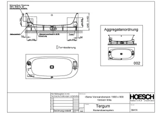 Hoesch Monolith Einbau Whirlwanne iSensi Vorwand 1900x900 links mit Tergum 3841N.010305002