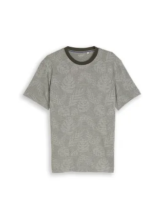 Tom Tailor - Jacquard T-Shirt mit Muster green leaf jacquard design - Gr. - XXXL