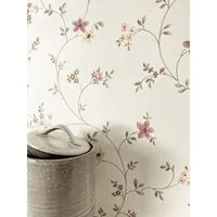 Newroom Vliestapete Florin Green Tapete Vintage Blumen,Blätter,Blüten, Orange Tapete Floral Blumen - Vintage Blumentapete Rosa Weiß Romantisch 3D Optik Blätter Blüten für Schlafzimmer Wohnzimmer Küche, Blumentapete