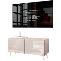 Lookway TV-Schrank COLGANTE 100 Kaschmir Hochglanz mit Metallbeinen