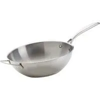 Grill-Wok aus Edelstahl silber, Ø 30cm