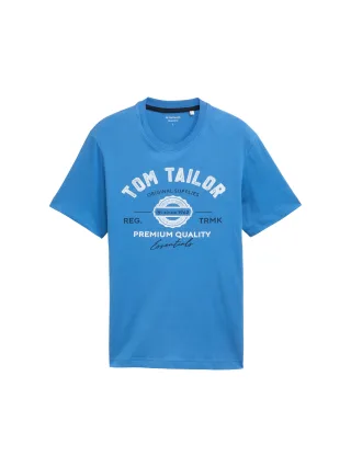 Tom Tailor - T-Shirt mit Logo-Print sapphire blue - Gr. - M