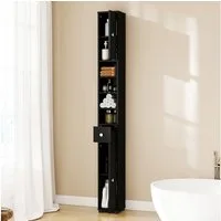COSTWAY Hochschrank Badschrank schmal, verstellbaren Regal 180cm Weiß