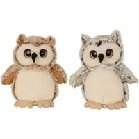Geschenkestadl Kuscheltier Eulen 2er Set Plüsch Kuscheltiere Eule Grau Braun 17 cm Flauschig (Spar-Set, 2-St., 2er Set Eulen aus Plüsch), gelbe Augen