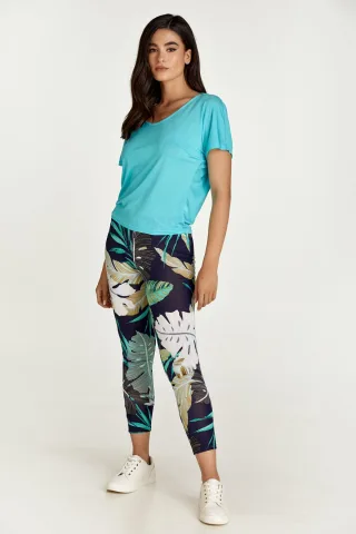 Leggings mit Blattdruck
