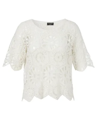 VIA APPIA DUE - Pullover Rundhals 1/2 Arm Struktur creme - Gr. - 50