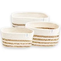 NORDIS DESIGN Aufbewahrungskorb Set "Alea" aus natürlicher Baumwolle und Wasserhyazinthe, (3er-Set), Dekokorb geflochten für Bad, Kinderzimmer und Schlafzimmer