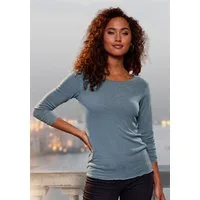 LASCANA Langarmshirt mit feiner Glitzereinfassung aus luftigem Viskose-Feinstrick
