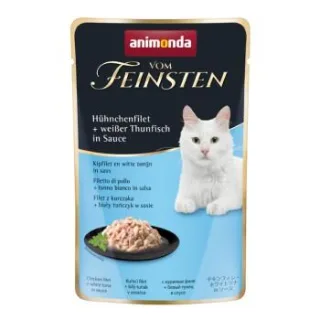 animonda Vom Feinsten Nassfutter Katze, Adult 18x50g mit Hühnchenfilet und weißem Thunfisch, in Sauce