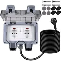MUPOO Gartensteckdose Außensteckdose Steckdose Garten IP66 Wasserdicht Mit 3/6/10M Kabel