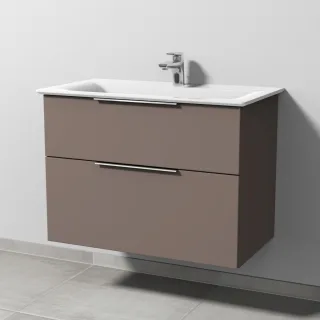 Sanipa 3way Waschtischunterbau zu Ideal Standard Connect Air Waschtisch mit 2 Auszügen, Taupe-Matt UP6421T