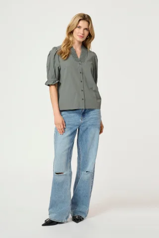 Kurzarm-Bluse Regular fit Balsam Green