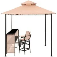 OUTLIV. Pavillon OUTLIV. Gartenpavillon mit Bar & 2 Stühlen Beige, Pulverbeschichteter Rahmen