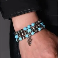 The Beauty House Armband 3er Set Perlenarmbänder Boho Schmuck – mit Türkis Herz und Anhänger, modischer Ethno Stil für Alltag Party Festival