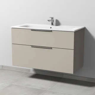 Sanipa 3way Waschtischunterbau zu Geberit Renova Plan Slim Waschtisch mit 2 Auszügen, Kaschmir-Matt UP6881U