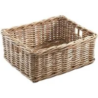 Kobolo Aufbewahrungskorb Rattankorb eckig Rattan kubu grey groß 52x40x20 cm (1 St)
