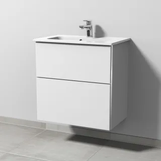 Sanipa 3way Waschtischunterbau zu Duravit ME by Starck Waschtisch mit 2 Auszügen, Weiß-Soft BR72243