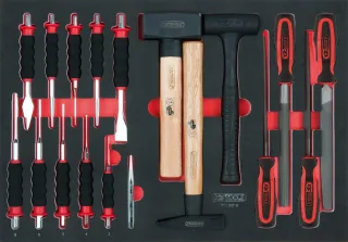 KS Tools SCS Feilen-, Meißel- und Hammer-Satz, 18-tlg in 1-1 Systemeinlage - 711.0018