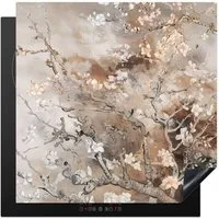 MuchoWow Herd-Abdeckplatte Mandelblüte - Van Gogh - Beige - Abstrakt, Vinyl, (1 tlg), Cerankochfeld Abdeckung, Herd Abdeckplatten Vinyl, 58x59 cm