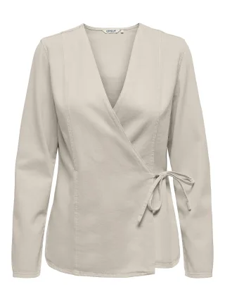 ONLY - ONLSILLA L/S TIE WRAP BLOUSE CC PNT Pumice Stone - Gr. - L