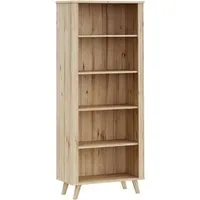 FORTE Wandregal Vankka Regal breit, breites Regal, Holzfüße, 5 offene Fächer, Einlegeböden variabel