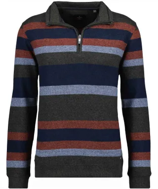 RAGMAN - Sweatshirt, gestreift dunkelgrün - Gr. - 3XL