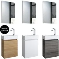 Faizee Home Badmöbel-Set Badmöbel 40 cm Badschrank Waschtisch Unterschrank Spiegel