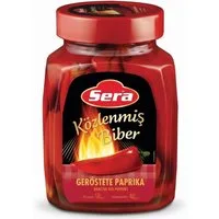 SERA FOOD Gemüsekonserve Geröstete Rote Paprika, ganz–Traditionell über offenem Feuer geröstet, 1 x 680 g, Vegan, Vegetarisch, Ohne Farbstoffzusatz, Ohne Konservierungsstoffe