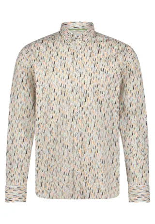 State of Art - Hemd mit abstraktem Muster beige/weiß - Gr. - XXL