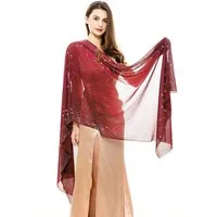 Zaewry Modeschal Glänzender Modeschal, Damen-Strass-Schal, modischer Chiffon-Schal, Stola für Abendkleider