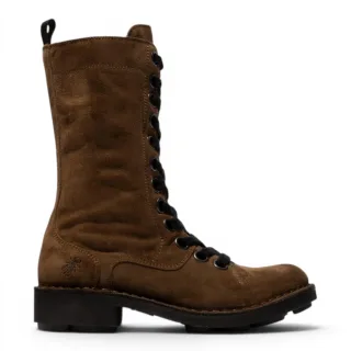 Fly London Women's Brown Leather Schnürstiefel mit Kampf-Knöchel – NOLE176