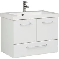 Saphir Waschtisch Quickset Mineralmarmor-Waschtisch mit Unterschrank, 74 cm breit, Wachplatz, Griffe Chrom Glanz, inkl. Türdämpfer, 2 Türen, 1 Schublade