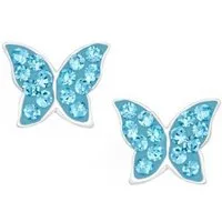 Goldene Hufeisen Paar Ohrstecker Schmetterling Ohrstecker Ohrringe aus 925 Sterling Silber mit Kristall (1 Paar, inkl. Etui), Mädchen Kinder Geschenkidee