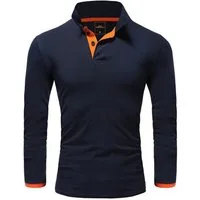 REPUBLIX Poloshirt LEX Herren Basic Langarm Kontrast Polo Hemd
