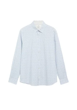 s.Oliver Red Label - Langarmhemd mit Muster weiß/blau - Gr. - S