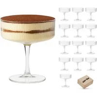 DAL CERO Martiniglas Cocktailglas – Elegantes geripptes Glas für Cocktails & Desserts, 12-tlg., 1-12er Set in 2 Größen