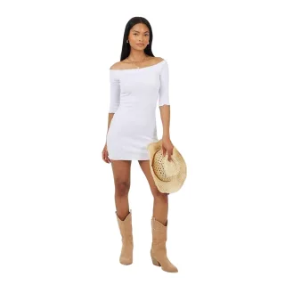 Brave Soul - Minikleid für Damen, Wellensaum (Weiß)