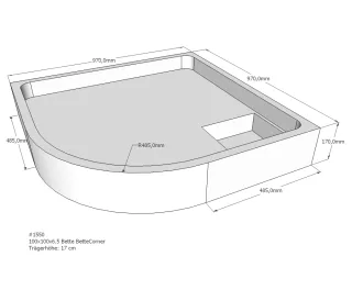Neuesbad Wannenträger für Bette Corner 100x100x6,5 Viertelkreis SD21150